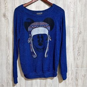 Disney Parks Winter Mickey Long Sleeve Lightweight Knit Pullover Size M